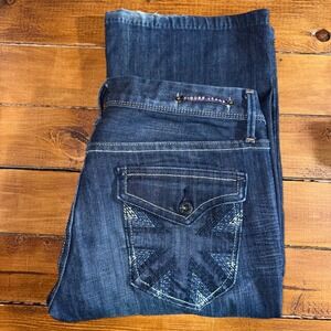 Vigoss Jeans Women's‎ 9 (Fits 31x32) Blue Denim Bootcut Dark Wash Flap Pocket
